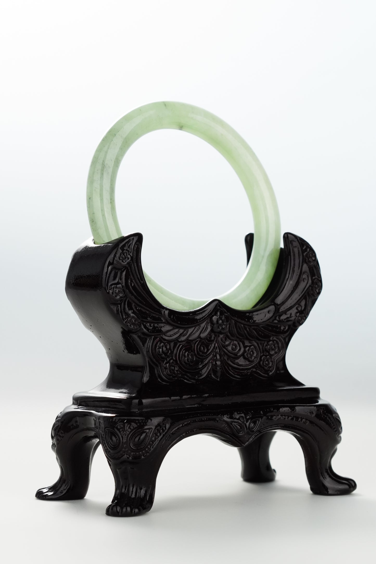 #0071 Icy Lotus Green Jadeite Jade Bangle Size 51.2 (fits up to 53)