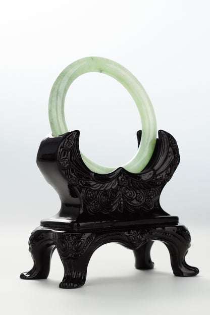 #0071 Icy Lotus Green Jadeite Jade Bangle Size 51.2 (fits up to 53)