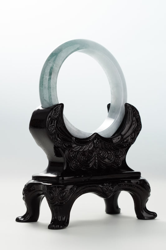 #0077 Icy Blue Water Jadeite Jade Bangle Size 53.8