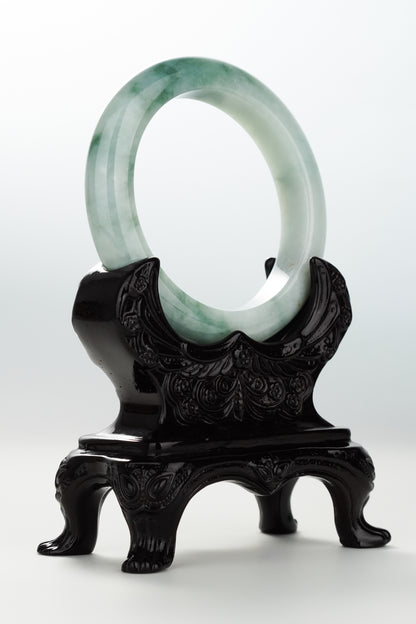 #0080 Bluish Green Jadeite Jade Bangle Size 57.3