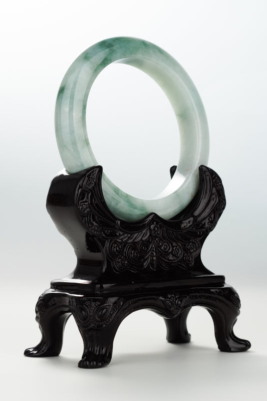 #0080 Bluish Green Jadeite Jade Bangle Size 57.3