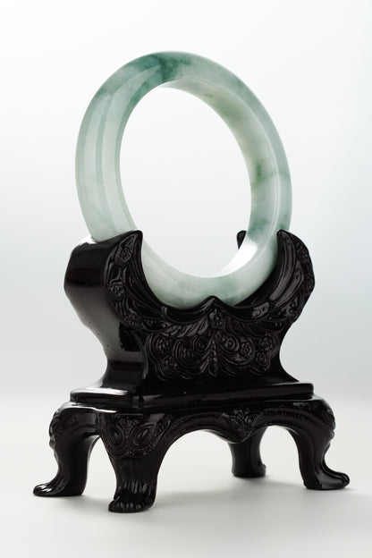 #0080 Bluish Green Jadeite Jade Bangle Size 57.3