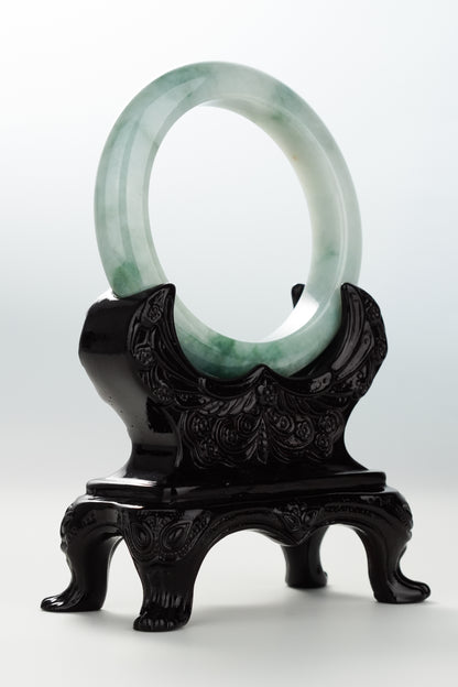 #0080 Bluish Green Jadeite Jade Bangle Size 57.3