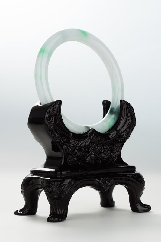 #0081 Icy Sun Green Jadeite Jade Bangle Size 58 (fits up to 59.5)