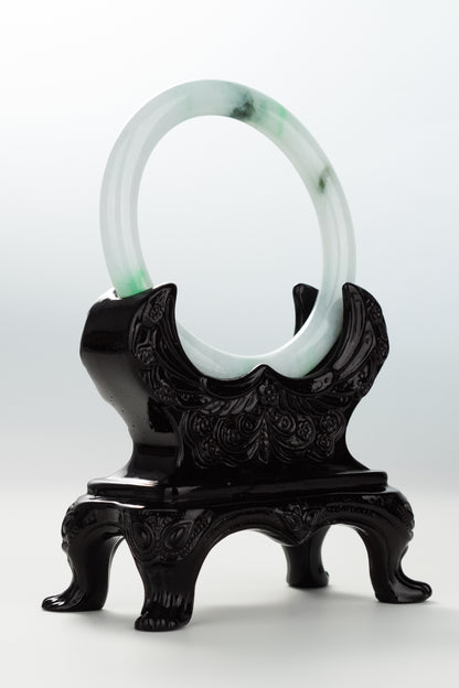 #0081 Icy Sun Green Jadeite Jade Bangle Size 58 (fits up to 59.5)