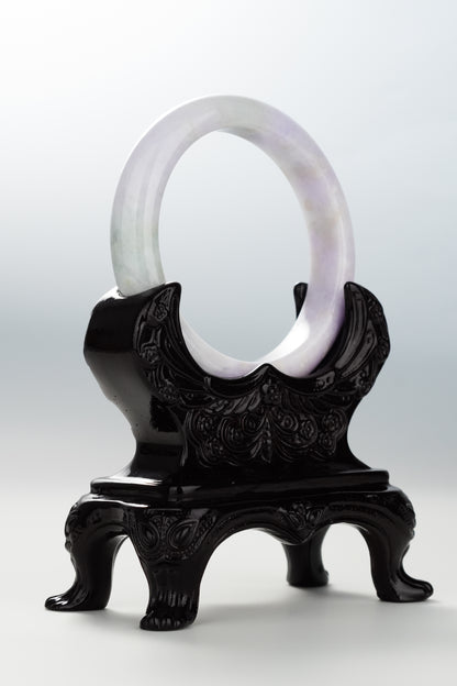#0093 Spring Lavender Green White Jadeite Jade Bangle Size 55