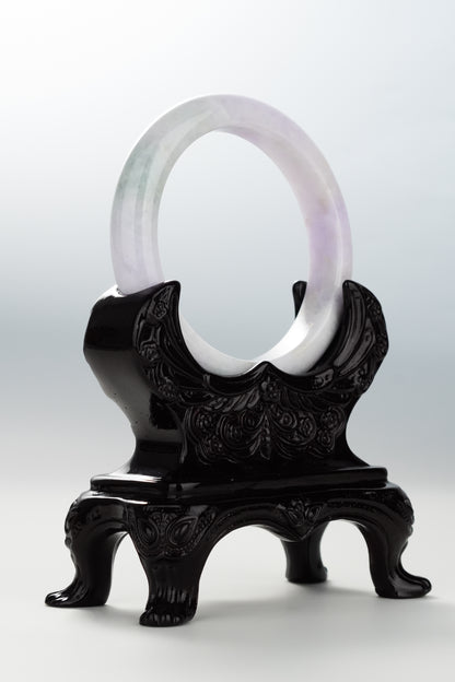 #0093 Spring Lavender Green White Jadeite Jade Bangle Size 55