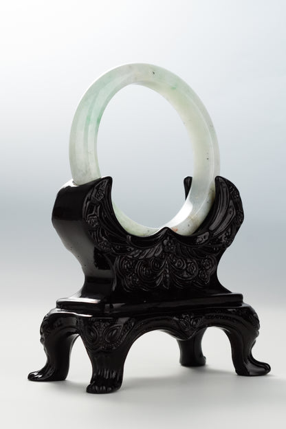 #0096 Icy Green Red Ink White Jadeite Jade Bangle Size 55