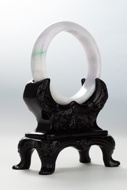 #0097 Pink Lavender Sun Green Jadeite Jade Bangle Size 57