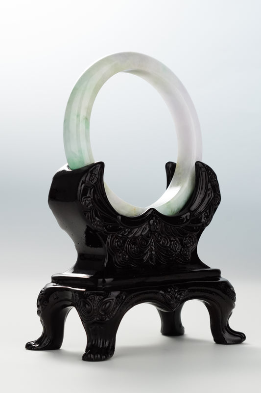 #0103 "Palette" Green Lavender Yellow Jadeite Jade Bangle Size 57
