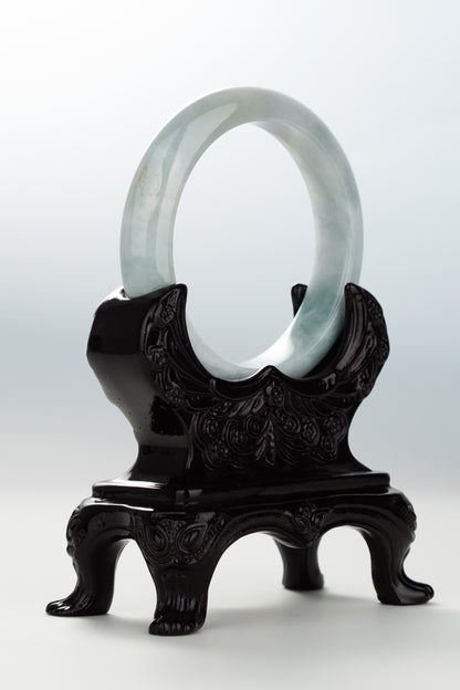 #0106 Icy Bluish Green Jadeite Jade Bangle Size 55.8
