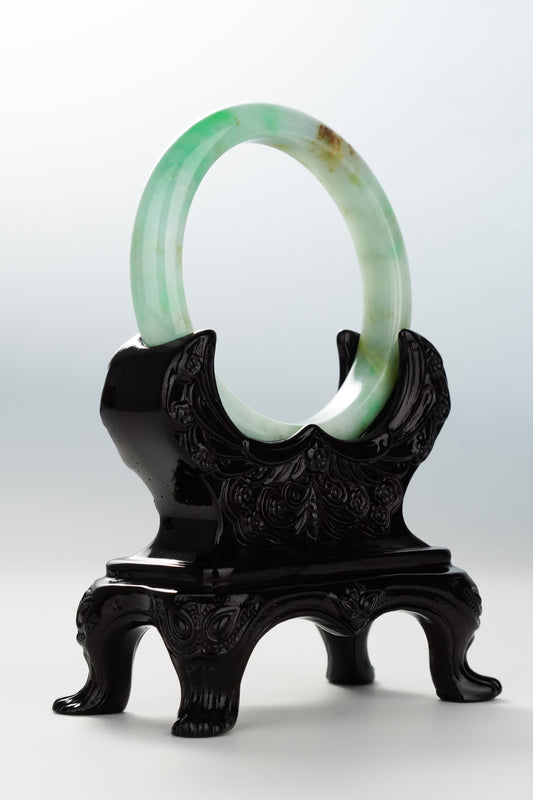 #0107 Sun Green Yellow Jadeite Jade Bangle Size 57.5
