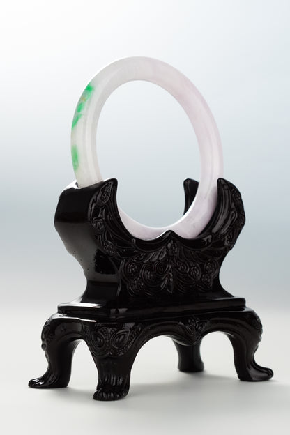 #0109 Vivid Sun Green Pink Lavender Jadeite Jade Bangle Size 55.2 (fits up to 56.8)