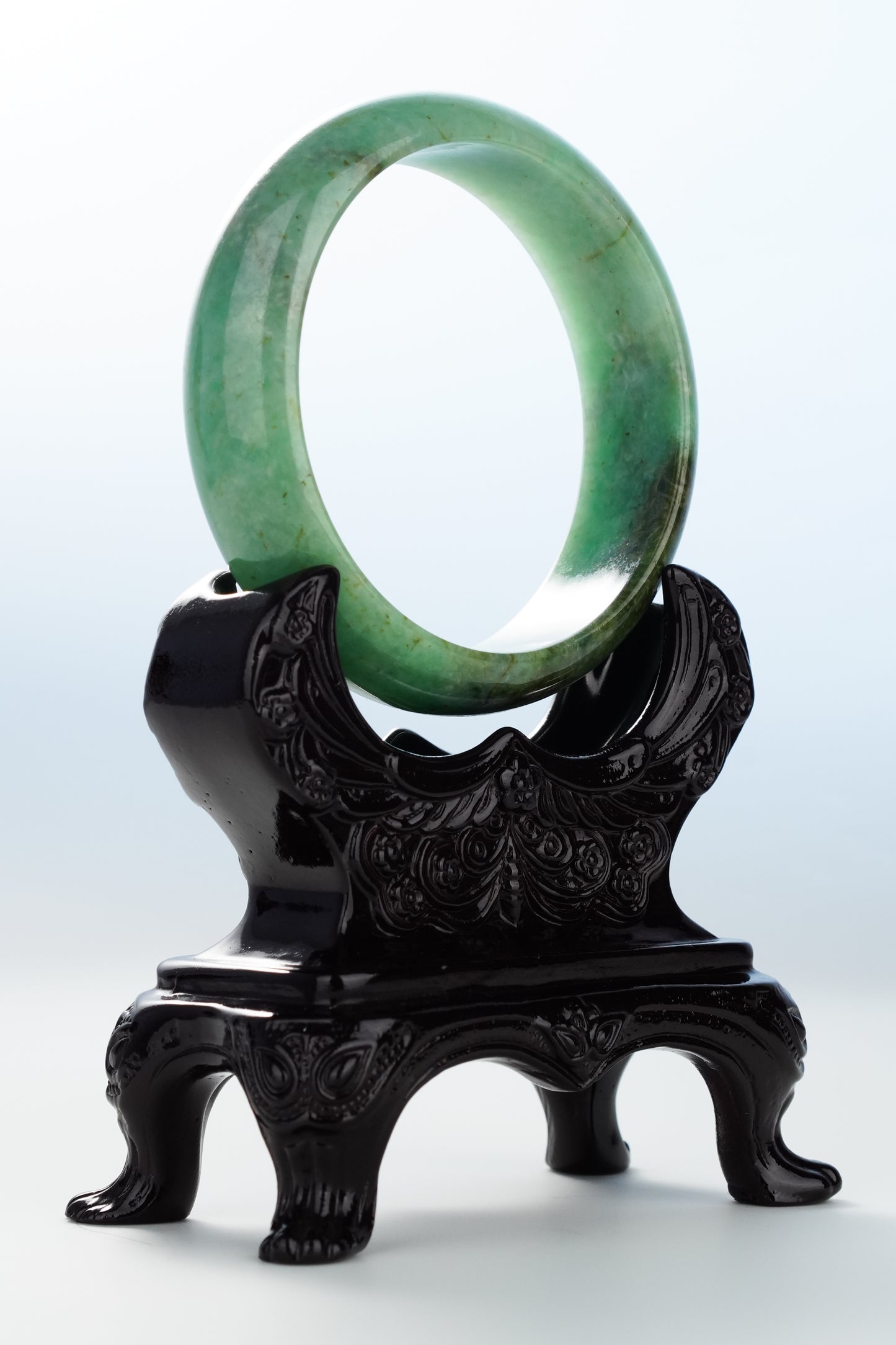 #0112 Pine Green Yellow Jadeite Jade Bangle Size 59