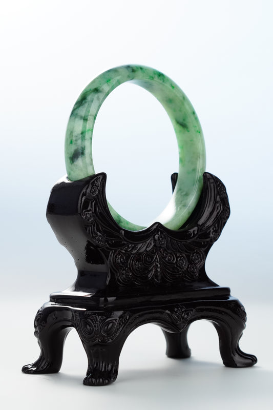 #0113 Rich Green Jadeite Jade Bangle Size 55