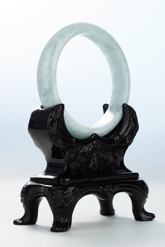 #0114 Soft Blue Jadeite Jade Bangle Size 59.3