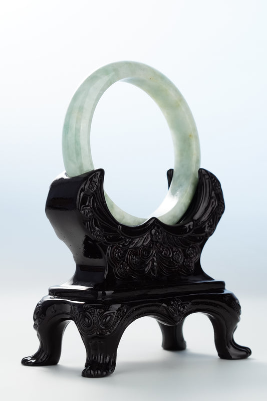#0115 Willow Green Yellow Jadeite Jade Bangle Size 54.8