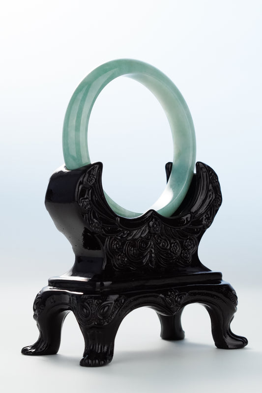 #0128 Blue Water Jadeite Jade Bangle Size 55.3