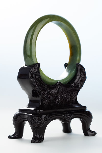 #0131 Yellow Olive Green Jadeite Jade Bangle Size 58.2