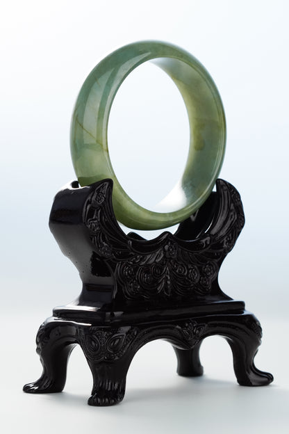 #0134 Olive Green Jadeite Jade Bangle Size 53.5