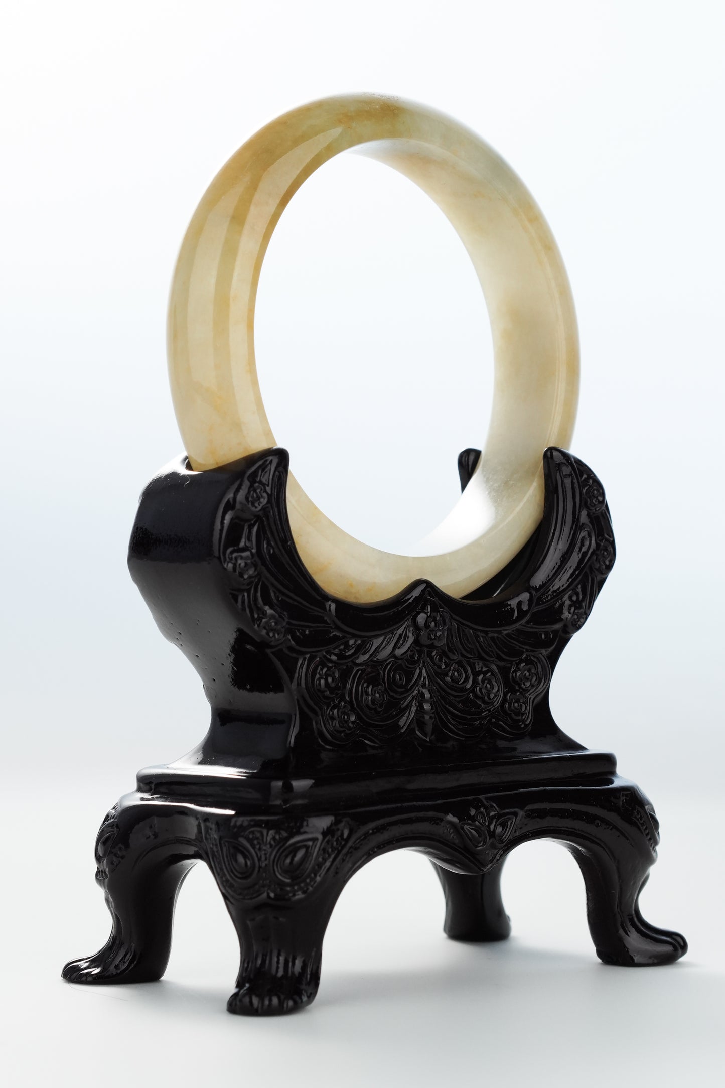 #0137 Icy Yellow Jadeite Jade Bangle Size 58.5