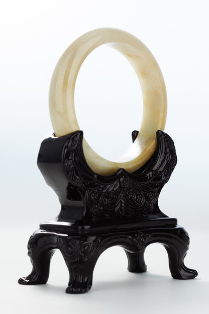 #0137 Icy Yellow Jadeite Jade Bangle Size 58.5