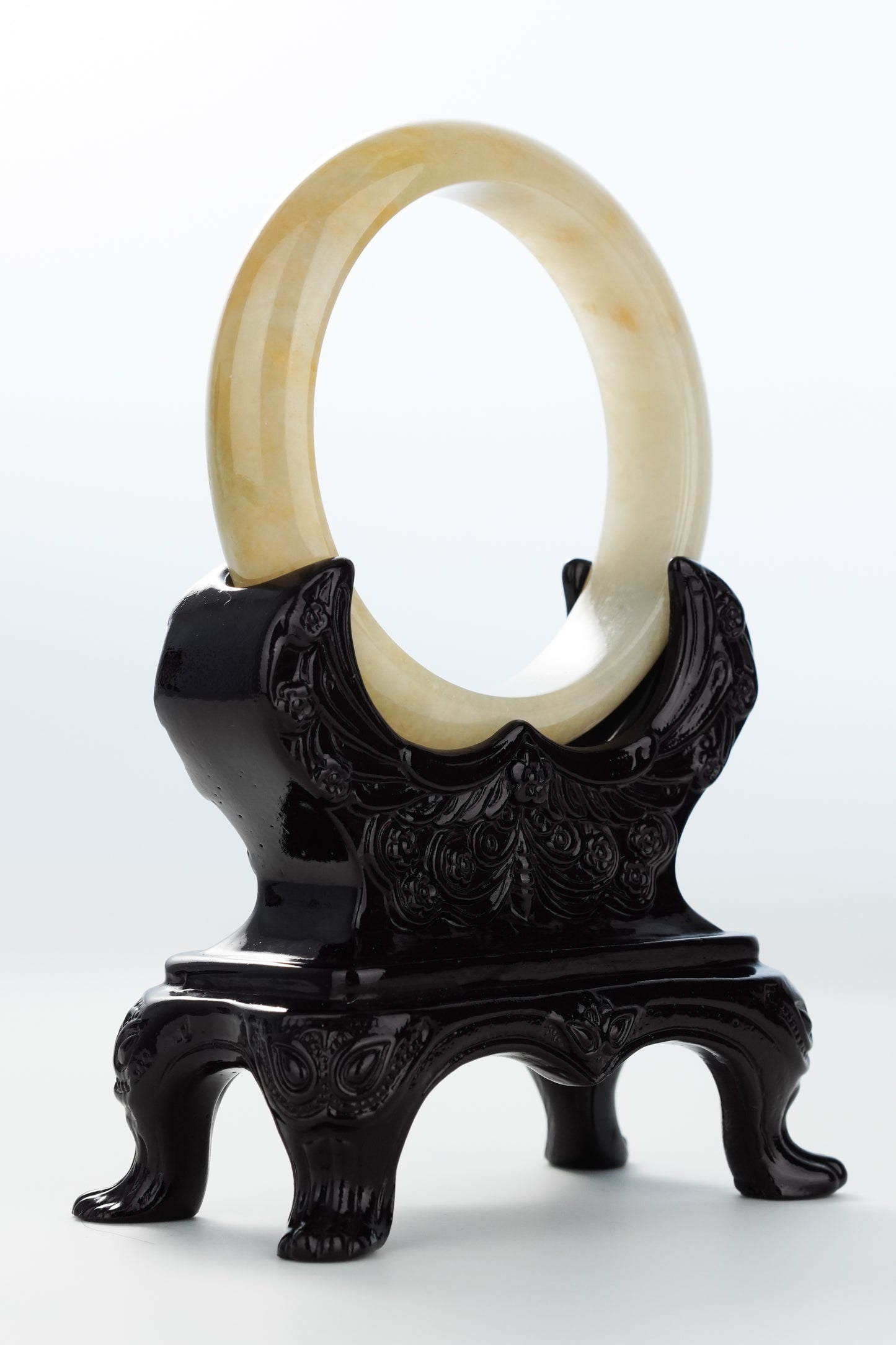 #0137 Icy Yellow Jadeite Jade Bangle Size 58.5