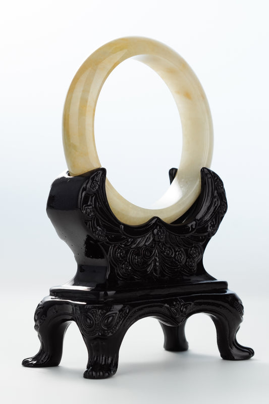 #0137 Icy Yellow Jadeite Jade Bangle Size 58.5
