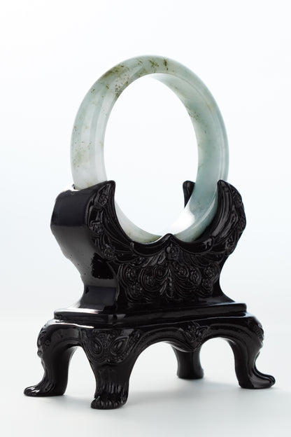 #0142 "Ink Painting" Olive Green Yellow Jadeite Jade Bangle Size 56.8