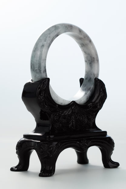 #0147 "Ink Painting" Ink Jadeite Jade Bangle Size 55.5