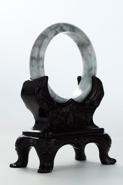 #0147 "Ink Painting" Ink Jadeite Jade Bangle Size 55.5