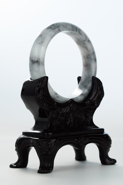 #0147 "Ink Painting" Ink Jadeite Jade Bangle Size 55.5