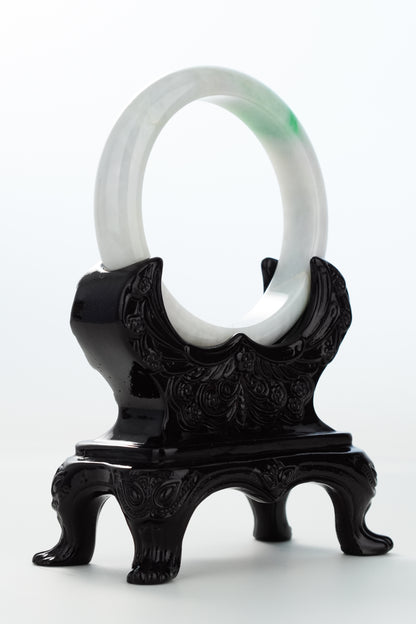 #0150 White Bright Sun Green Lavender Jadeite Jade Bangle Size 57.8