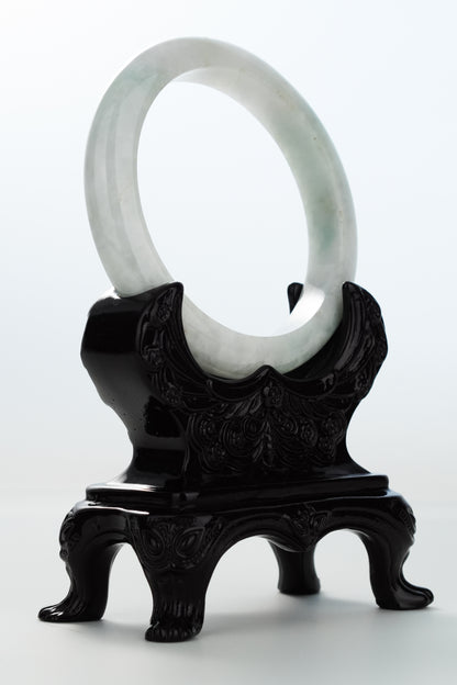 #0154 Light Green White Jadeite Jade Bangle Size 62.8
