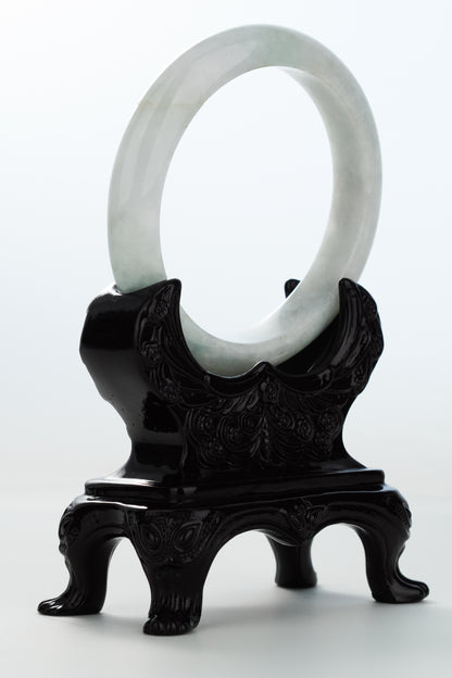 #0154 Light Green White Jadeite Jade Bangle Size 62.8