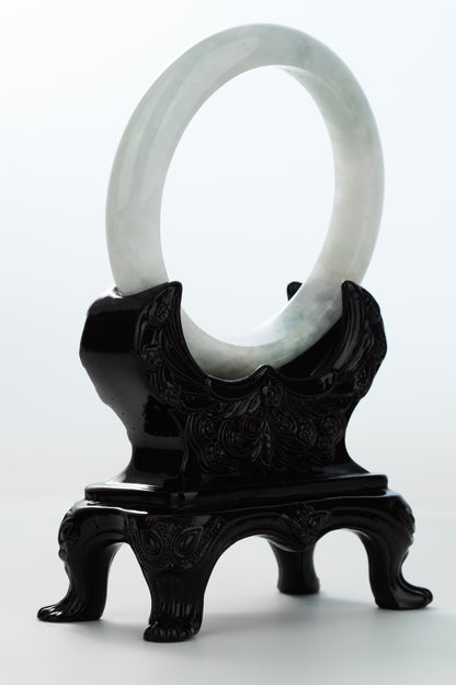 #0154 Light Green White Jadeite Jade Bangle Size 62.8