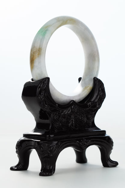 #0155 Sun Green Yellow White Jadeite Jade Bangle Size 57