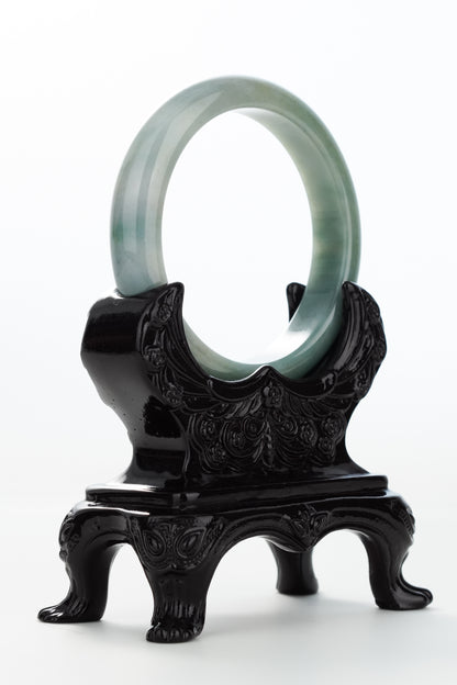 #0156 "Denim" Rich Bluish Green Jadeite Jade Bangle Size 57.6