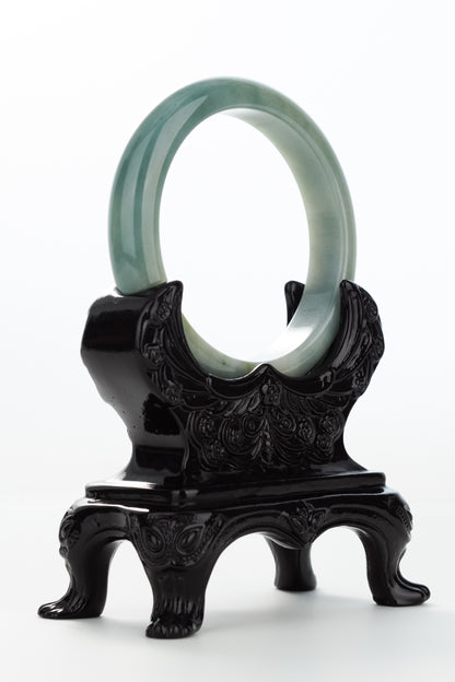 #0156 "Denim" Rich Bluish Green Jadeite Jade Bangle Size 57.6
