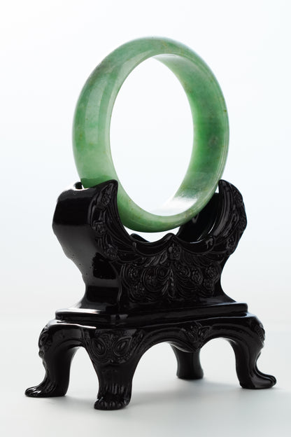 #0160 Pine Green Jadeite Jade Bangle Size 56.5