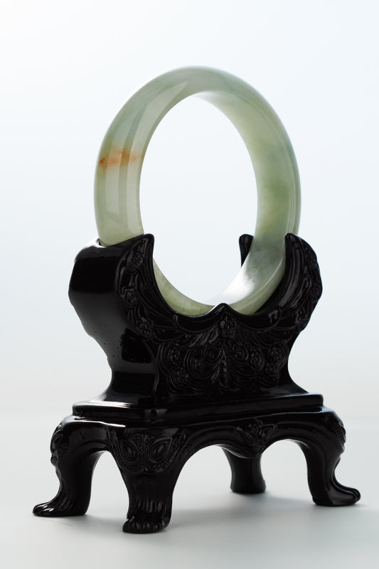 #0161 Icy Green Red Jadeite Jade Bangle Size 57