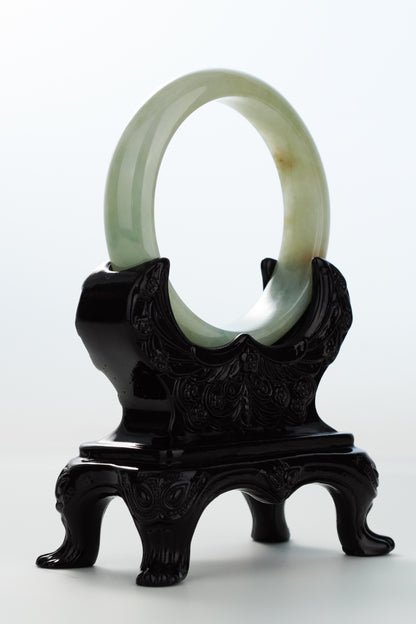 #0161 Icy Green Red Jadeite Jade Bangle Size 57
