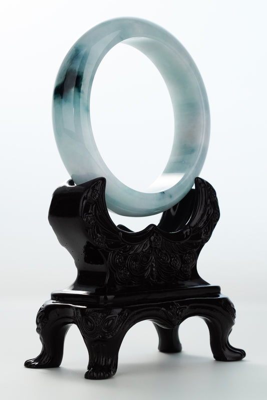 #0169 Rich Blue Green White Jadeite Jade Bangle Size 62.4