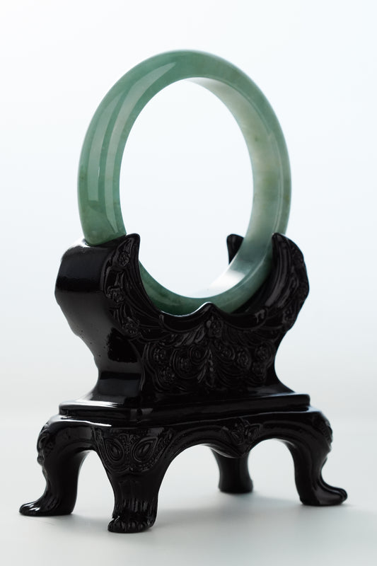 #0171 Icy Bluish Green Jadeite Jade Bangle Size 59.5
