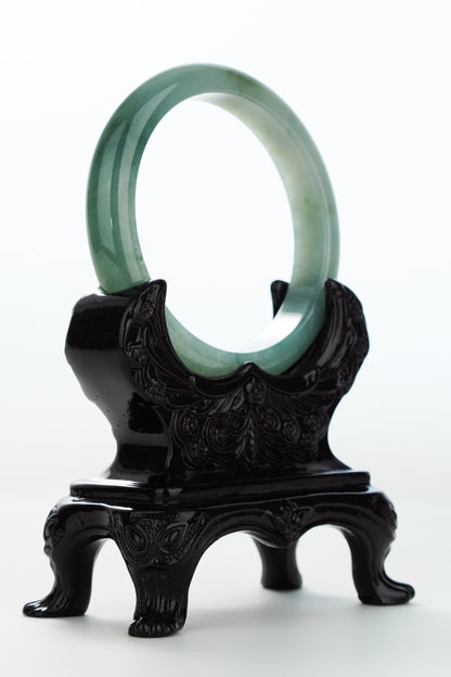 #0171 Icy Bluish Green Jadeite Jade Bangle Size 59.5