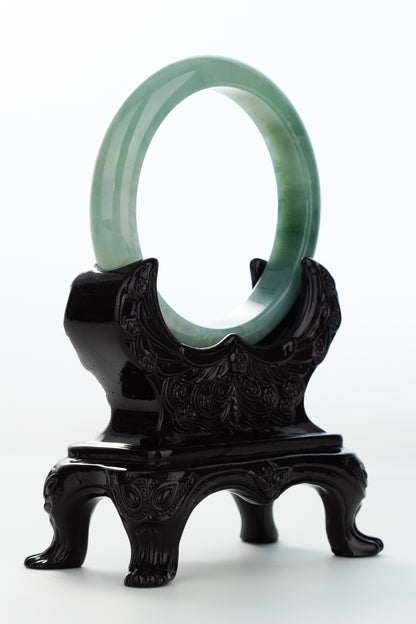 #0171 Icy Bluish Green Jadeite Jade Bangle Size 59.5