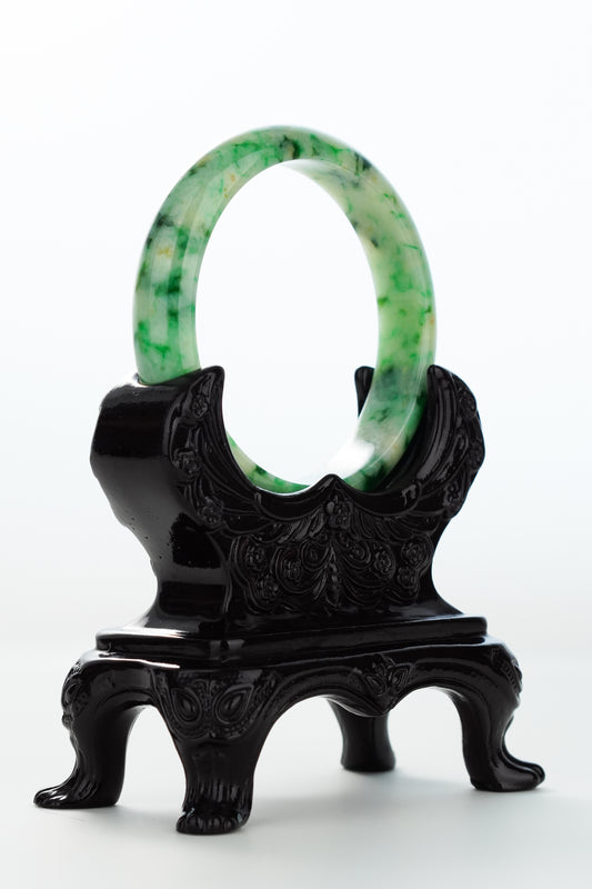 #0172 Rich Green Yellow Jadeite Jade Bangle Size 56