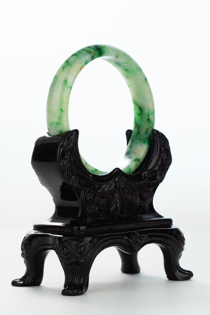 #0172 Rich Green Yellow Jadeite Jade Bangle Size 56