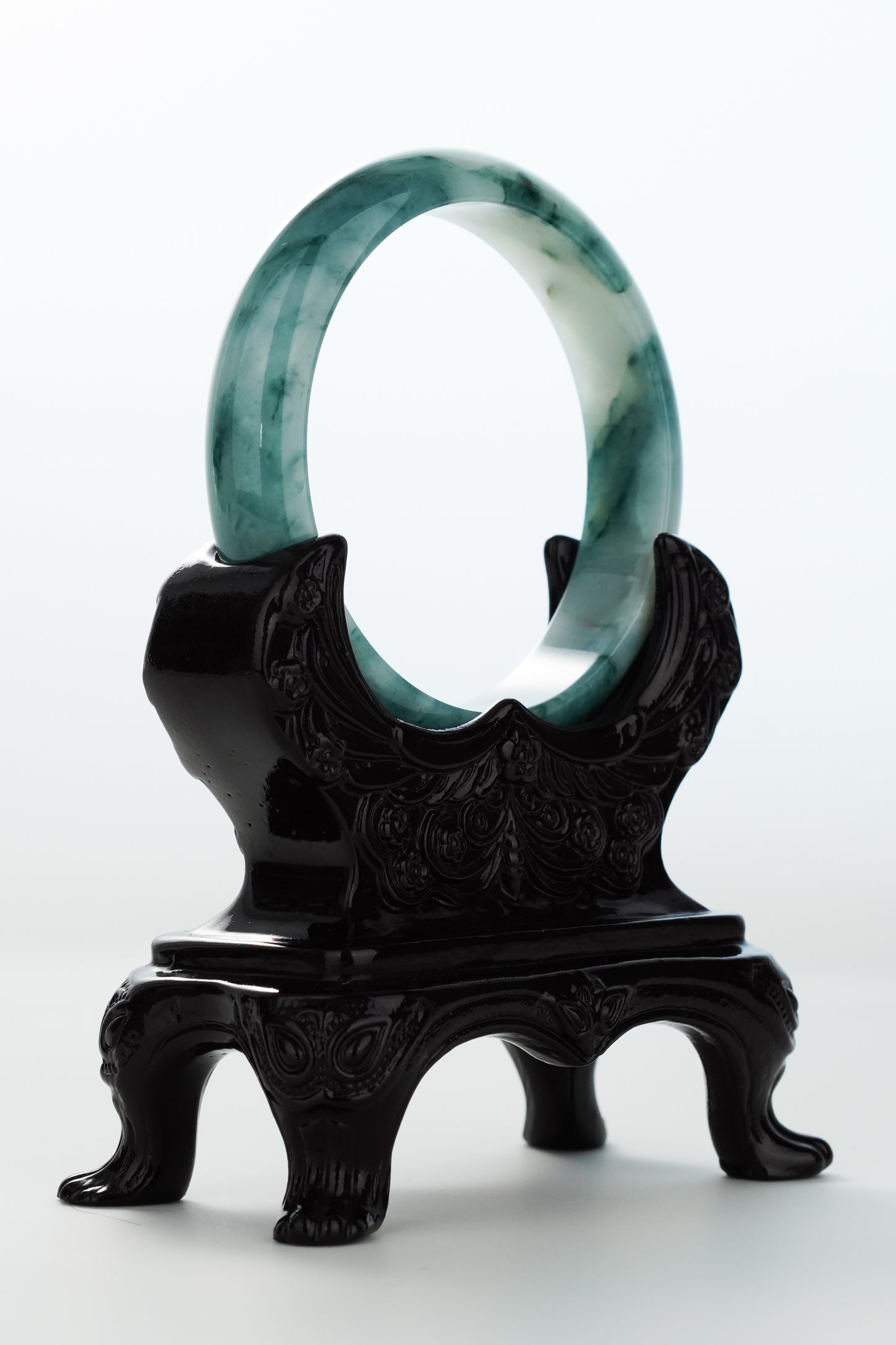 #0176 Icy Rich Blue Jade Bangle Size 58.1