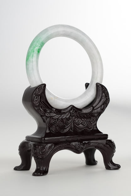 #0180 Sun Green White Jade Bangle Size 55.8 (fits up to 57.5)